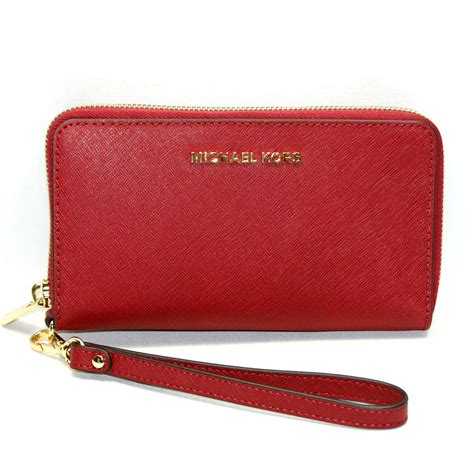 michael kors dark cherry wallet|Michael Kors black wristlet wallet.